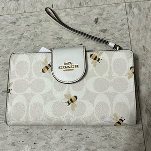 Phone Wallet In Signature Canvas With bee Print